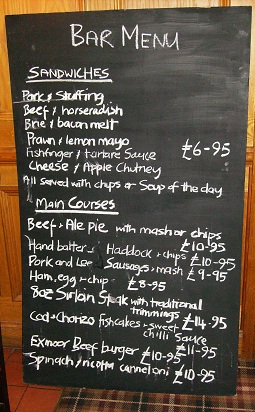 Pub menu